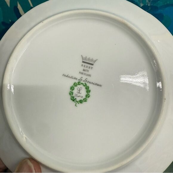 Philippe Deshoulieres Lourioux porcelain canapé plates wine cheese set of 4